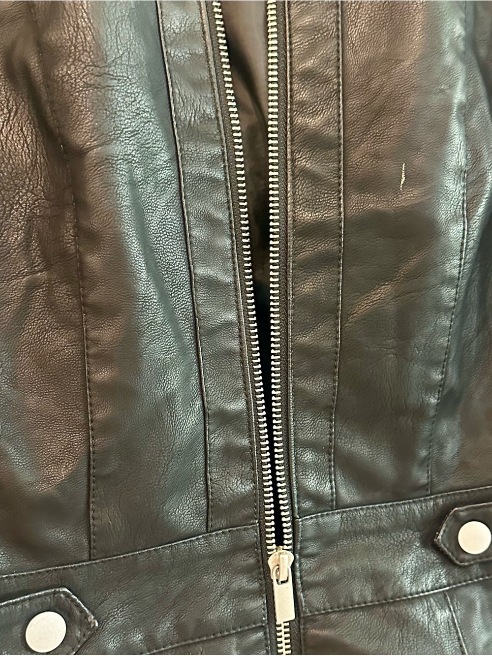 Baccini Black Faux Leather Peplum Moto Jacket Petite Small - Picture 5 of 11